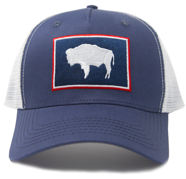 Wyoming Buffalo Flat Bill Hat - Gray/Stone/Navy