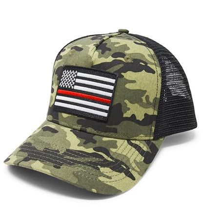 International Tie Grey Thin Red Line Hat for Men and Women