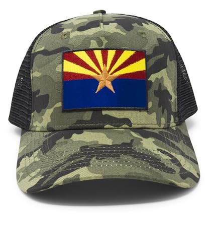 Arizona Flag Trucker Baseball Snapback Hat (Camouflage) - International Tie