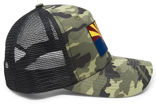 Arizona Flag Trucker Baseball Snapback Hat (Camouflage) - International Tie