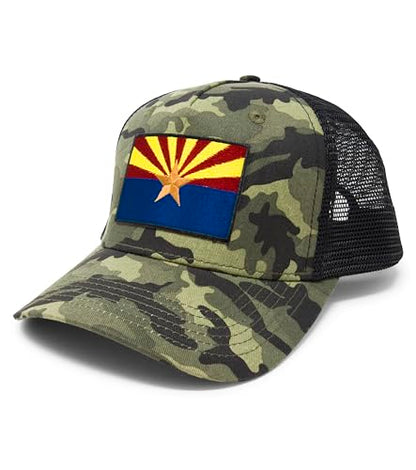 Arizona Flag Trucker Baseball Snapback Hat (Camouflage) - International Tie