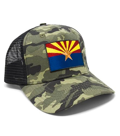 Arizona Flag Trucker Baseball Snapback Hat (Camouflage) - International Tie