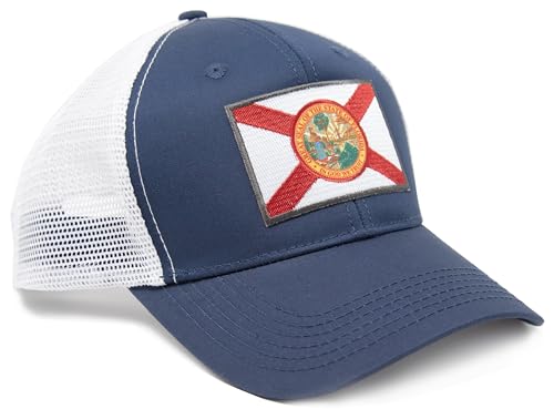 Floridal Flag Trucker Baseball Snapback Hat (Navy) - International Tie