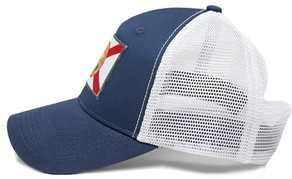 Floridal Flag Trucker Baseball Snapback Hat (Navy) - International Tie