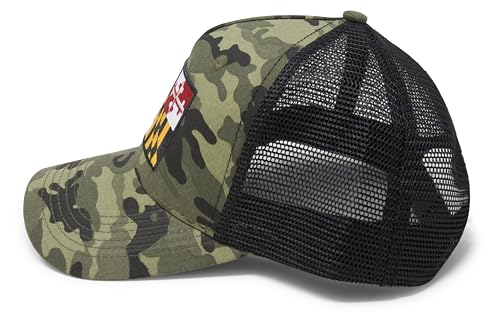 Maryland Flag Trucker Baseball Snapback Hat (Camouflage) - International Tie