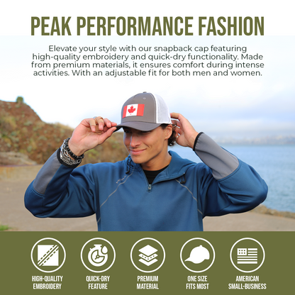 Peak Performance Fashion Banner Canada Snapback Trucker Flag Hat for Men