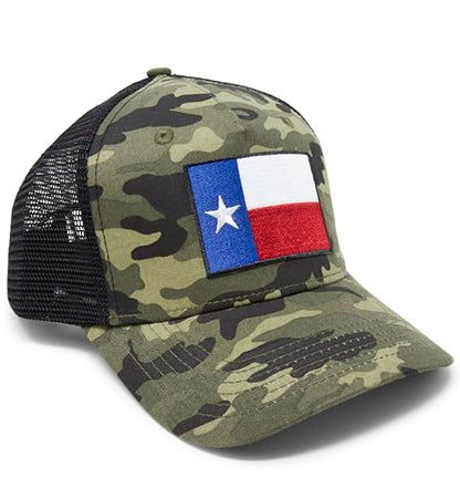 Texas Flag Trucker Baseball Snapback Hat (Camouflage) - International Tie