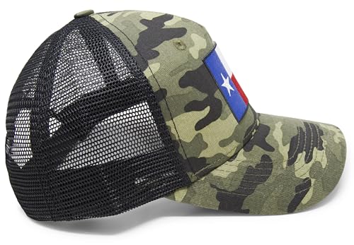 Texas Flag Trucker Baseball Snapback Hat (Camouflage) - International Tie