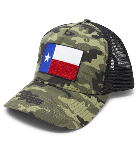 Texas Flag Trucker Baseball Snapback Hat (Camouflage) - International Tie