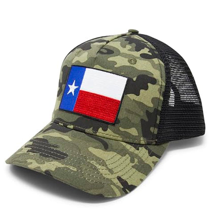 Texas Flag Trucker Baseball Snapback Hat (Camouflage) - International Tie