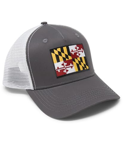 Maryland Flag Trucker Baseball Snapback Hat - International Tie