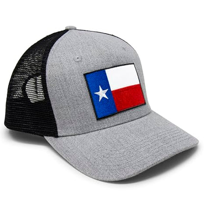 Texas Flag Trucker Baseball Snapback Hat (Grey Black) - International Tie