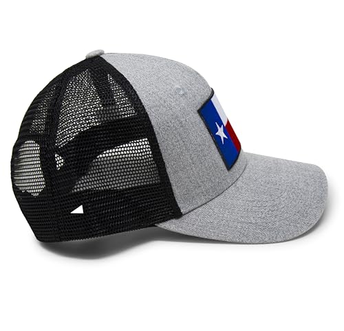 Texas Flag Trucker Baseball Snapback Hat (Grey Black) - International Tie