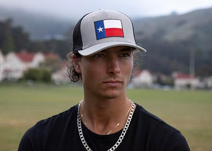 Texas Flag Trucker Baseball Snapback Hat (Grey Black) - International Tie