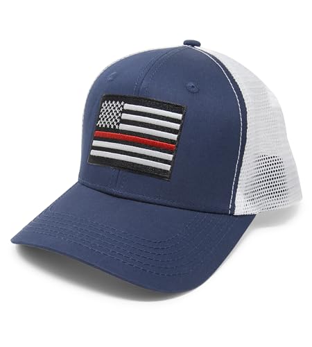 International Tie Grey Thin Red Line Hat for Men and Women – Adjustable One Size Trucker Cap, Baseball