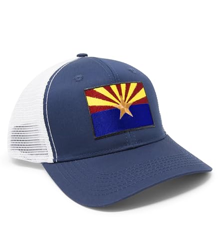 Arizona Flag Trucker Baseball Snapback Hat (Navy/White) - International Tie