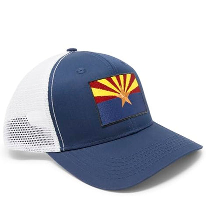 Arizona Flag Trucker Baseball Snapback Hat (Navy/White) - International Tie