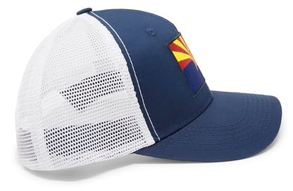 Arizona Flag Trucker Baseball Snapback Hat (Navy/White) - International Tie