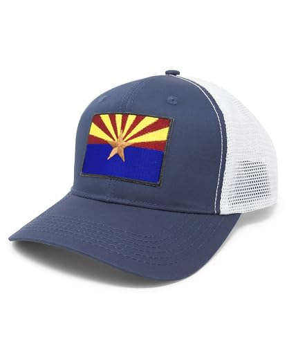 Arizona Flag Trucker Baseball Snapback Hat (Navy/White) - International Tie