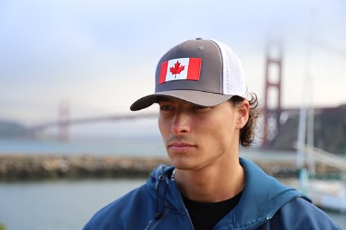 Canada Flag Trucker Baseball Snapback Hat (Grey White) - International Tie