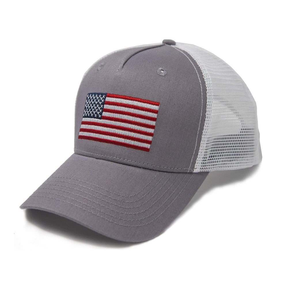 American Flag Grey Patriotic Snapback Hat