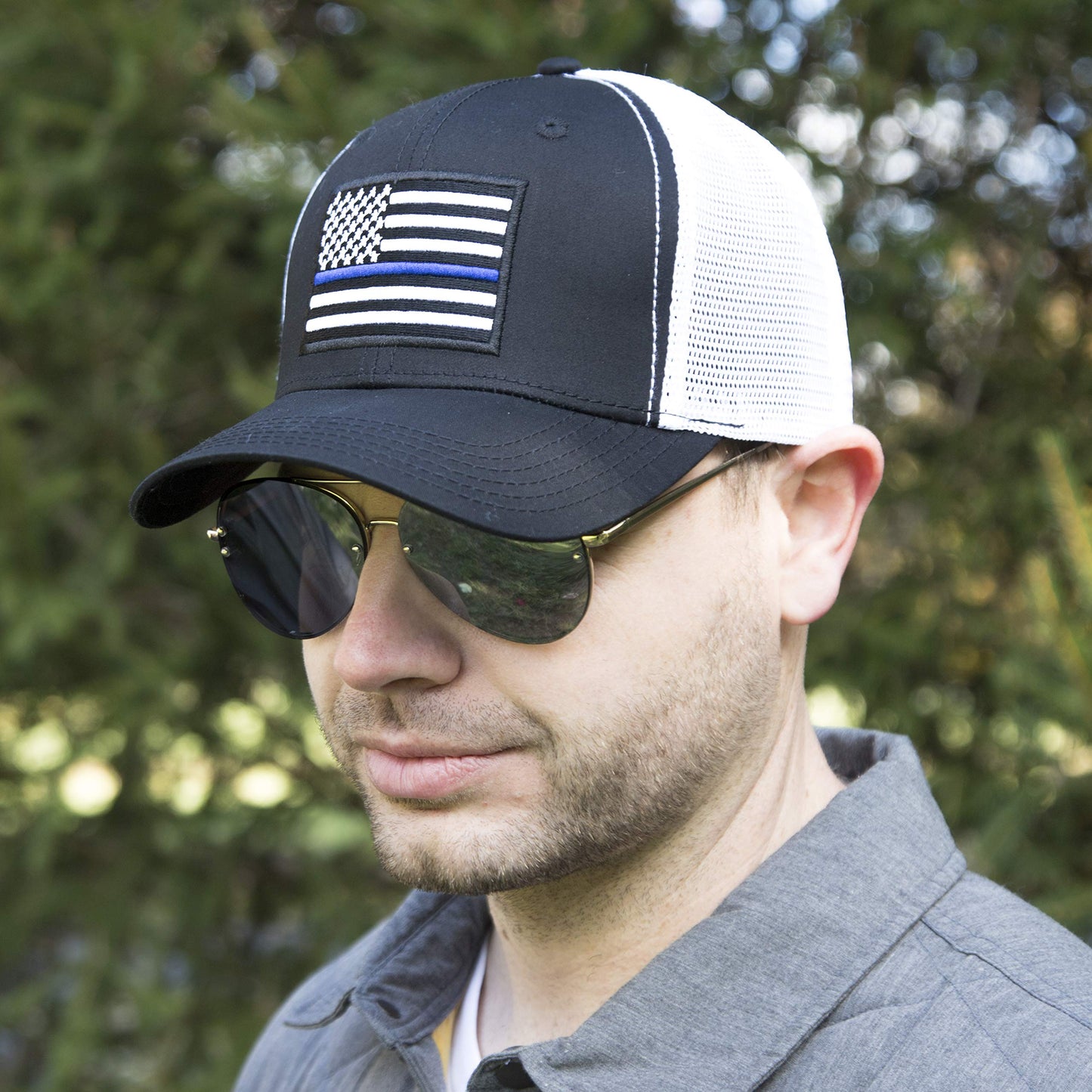 USA Flag Thin Blue Line Police Snapback Hat