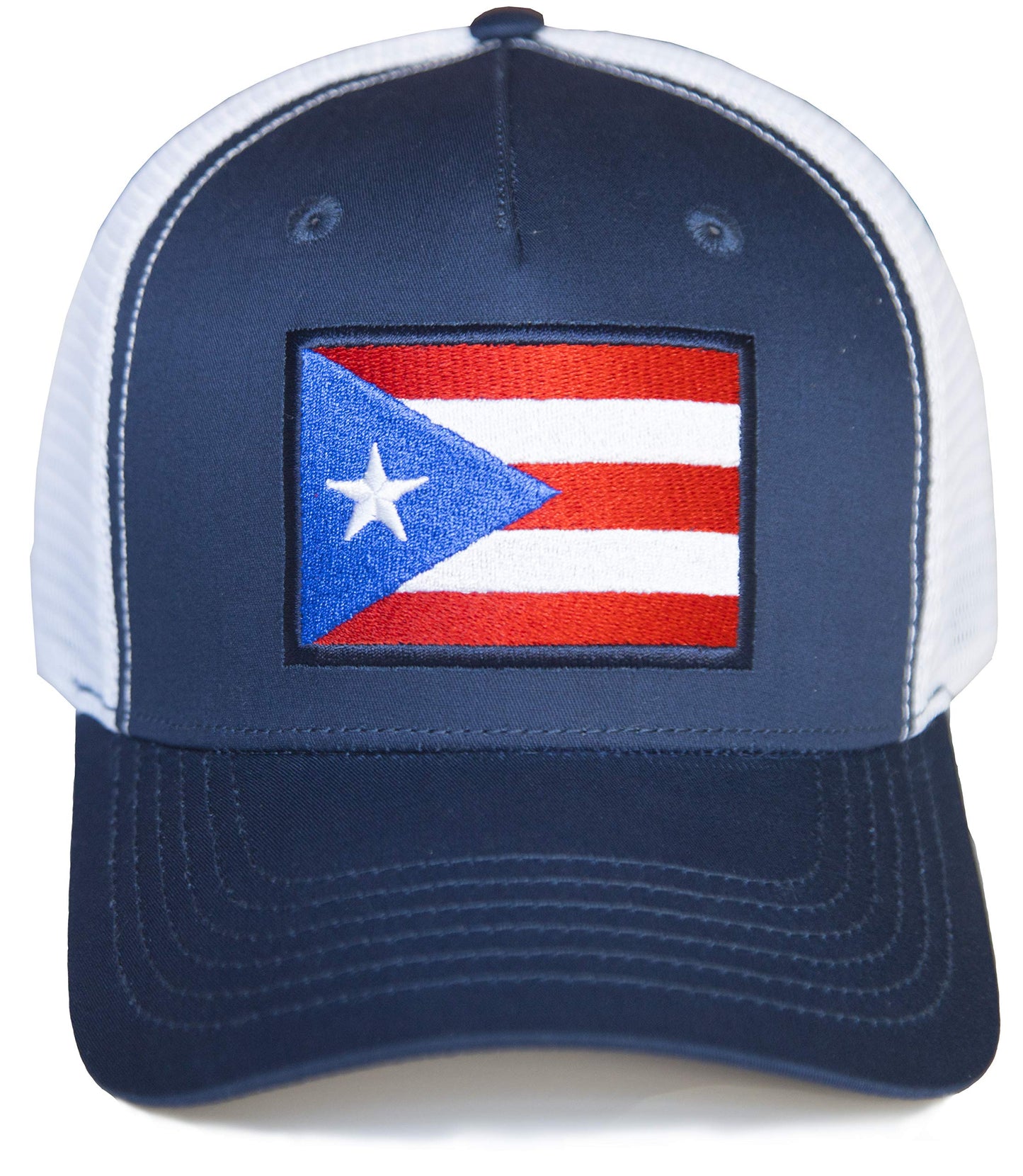 Puerto Rico Flag Snapback Trucker Baseball Hat (Navy White) - International Tie