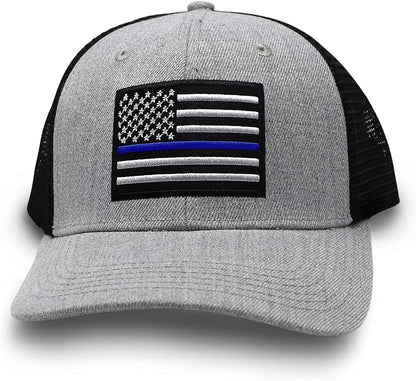 Grey Thin Blue Line Trucker Hat